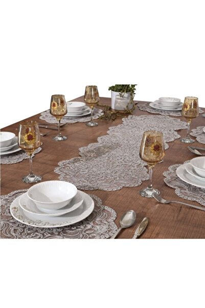 Tropikhome Amerikan Servis 12 Kişilik Venezia Gri Supla Ve Runner Set 13 Parç...