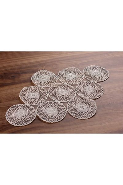Tropikhome Embroidered Charger and Runner Set for 6 People - American Service 7 Piece Dowry Set