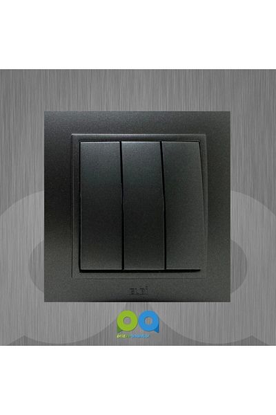 ELBİ Zena Triple Switch Socket Framed Smoked