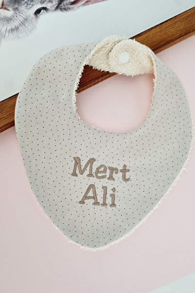 BABYHANDLOVE İsimli Havlu Destekli Puantiyeli Vizon Bebek Önlüğü