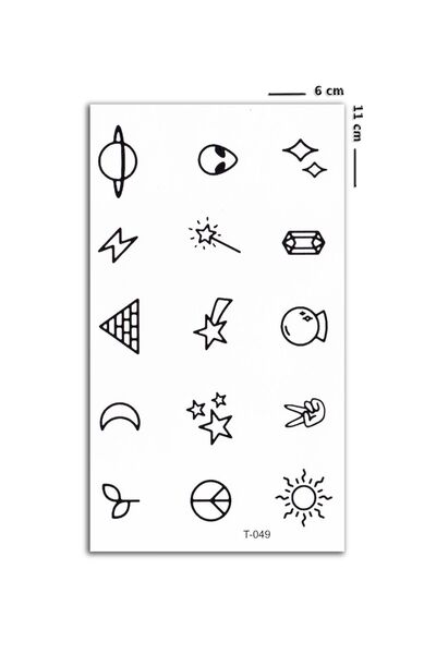 BP Tattoo Minimal Semboller Unisex Geçici Dövme 15 Parça