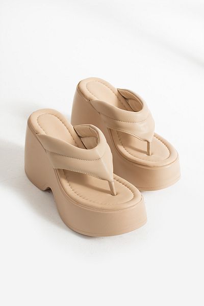 İnan Ayakkabı Women's Nude Orthopedic Sandals & Slippers (Narrow Fit 1, 9 cm Sole)