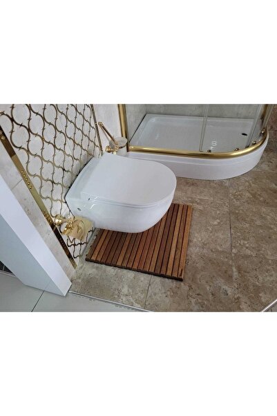 Tahtakale %100 Suya Dayanıklı Ahşap Kaydırmaz Klozet-duşakabin Paspası Çubuk ...