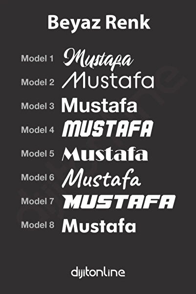 Dijitonline 2 Adet 20cm Isim Yazı Araba Sticker - Çıkartma Oto Sticker - Araba Sticker