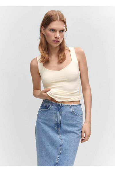 MANGO Woman Otevřený elastický top