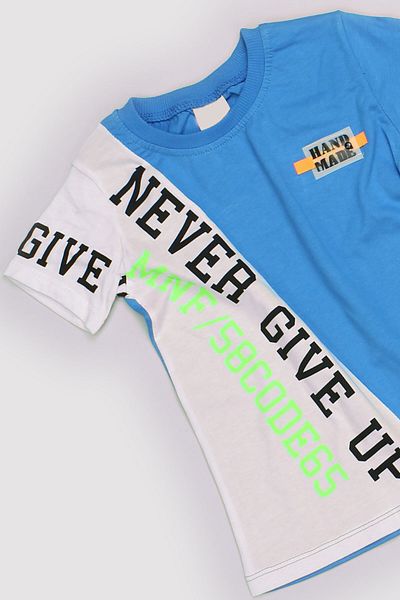 Peki Cumpărați 5 Pay 4 Summer Boy din Jersey Bumbac Never Give Up Tricou imprimat și sortați Set 2 piese 13645