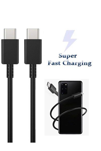MOBİL GO Samsung Uyumlu Hızlı Şarj Kablosu Type-c To Type-c 1 Metre Siyah Iki...