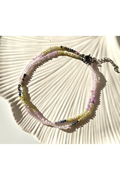 Ceync Doğal Taş Mix Dizi Çelik Kolye