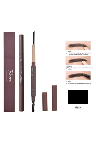 Trinova Siyah Fırçalı Kaş Kalemi Double-ended Eyebrow Pencil