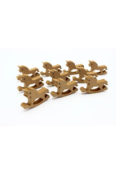 na neşeli ahşap 10 Pieces of Unicorn Figure - 10 Cm, Can Stand Upright, Preschool Educational Activity