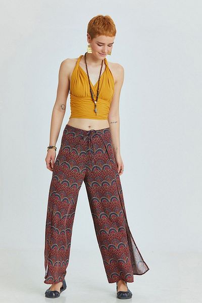 Clandestino Bohemian Tie-Up Puzzle Trousers Purple