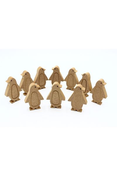 na neşeli ahşap 10 Pieces of 10 cm Penguin Figure - Can Stand Upright Design, Preschool Educational Activity
