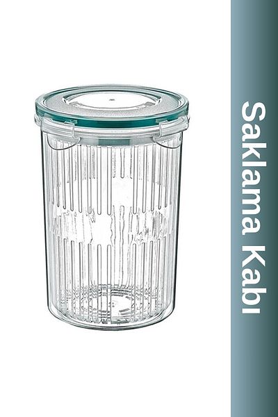 Viyalente Deep Storage Container with Strainer (olive grove, Pickle Bowl) 1.5lt 3-pack