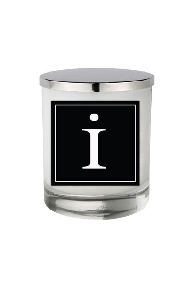 LYN HOME & DECOR İ Harf Etiketli Büyük Boy Beyaz  Mum