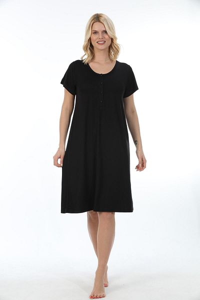 Etoile Women's Bamboo Color Optional Short Sleeve Nightgown