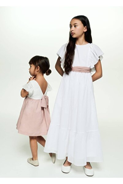 MANGO Baby İşlemeli Fiyonklu Elbise