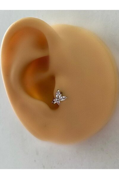 Arescollection Cerrahi Çelik Halka Kelebek Tragus Piercing