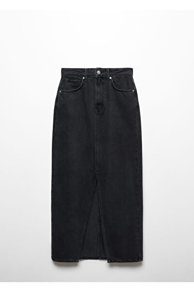 MANGO Woman Yırtmaçlı denim etek