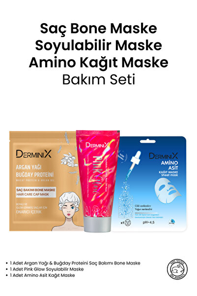 Derminix Saç Maskesi / Pink Soyulabilir Maske / Amino Asit Kağıt Maske
