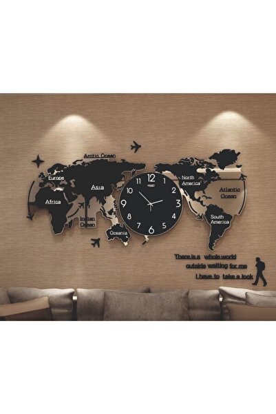 zeynepserralazer Dünya Haritalı Ahşap Saat