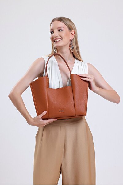 Evident Tan Color Bucket Model Double Strap Women's Soft Shoulder Bag