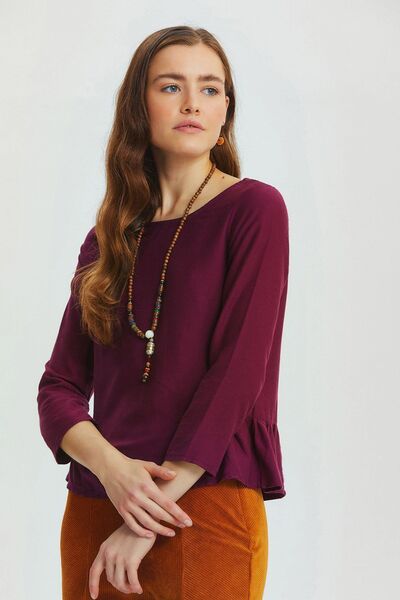 Clandestino Μονόχρωμη μπλούζα με λεπτομέρεια με κορδόνι μωβ