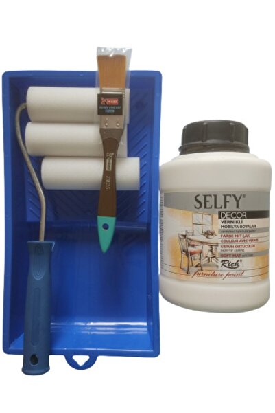 Rich Selfy Decor Profesyonel Boyama Seti 1250 Cc Beyaz (10 Cm Rulo Ve 25 Mm Mikro Ipek Fırça)