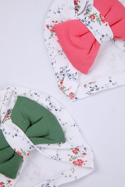 Babyhola Ribbon Patterned Baby Bone Hat Beret 2-Piece Set 0-6 Months Gift 1758