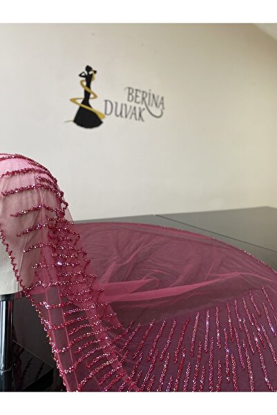 Berina stor Gelin duvağı bordo yarı zen kasnak duvak