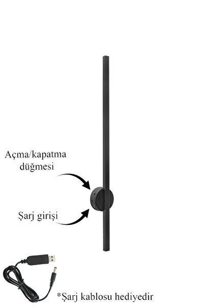 MYSTERY OSRAM LEDLİ Şarjlı Pilli Aplik Modern Dekoratif Led Duvar Aplik 68cm GÜNIŞIĞI