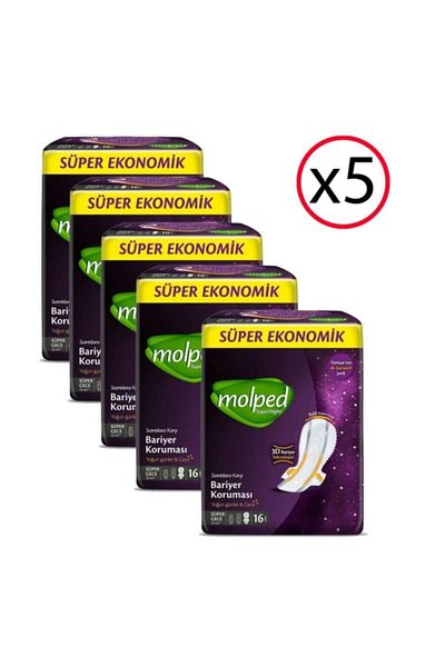 Molped Supernight Sanitary Pad Super Night Economical 16 Pieces 5 Pieces