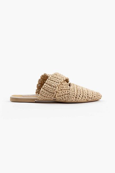 NİŞANTAŞI SHOES Γυναικείες παντόφλες Laila Beige Πλεκτές Σταυρωτές Λεπτομέρειες
