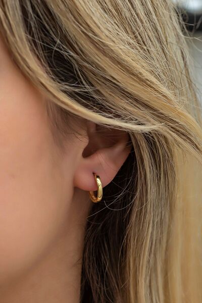 Nereze 925 Ayar Gümüş Gold Taşsız 10 Mm Halka Küpe