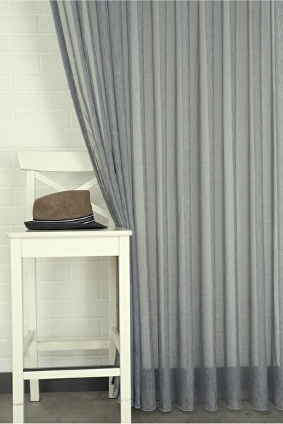 MASSARELLI Keten Tül Perde Indigo Pilesiz