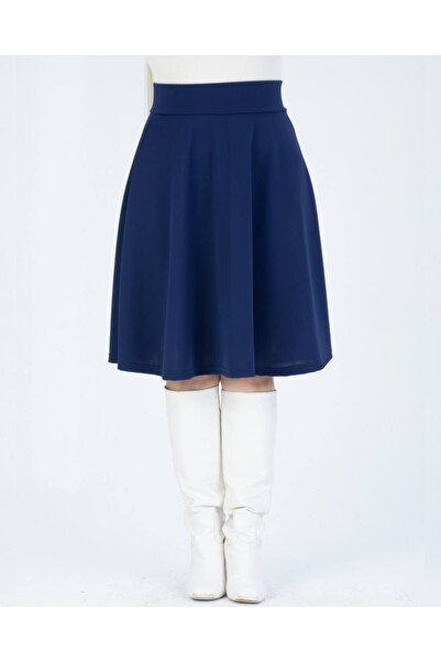 Butik Nilyam High Waist Kiloş Women's Skirt - Large Size Navy Blue 22009
