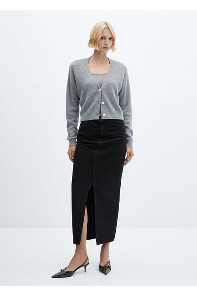MANGO Woman Slit denim skirt