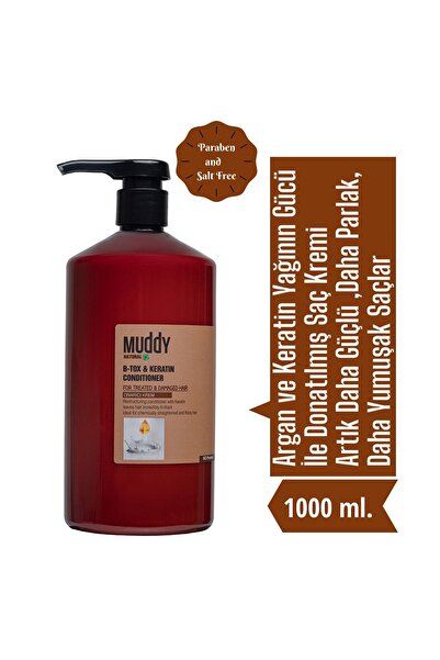 Muddy Zayıf Kuru Saçlara Cabın Argan&keratın Şampuan 1000ml+onarıcı B-tox&keratın Condıtıoner Krem 1000ml