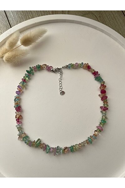 PelvedDesign Renkli Necef Taşı Doğal Taş Kolye