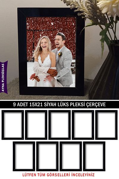 Bytwo 9 Pieces 15x21 A5 Black Mirror Plexiglass Frame - Luxury Plexiglass Frame