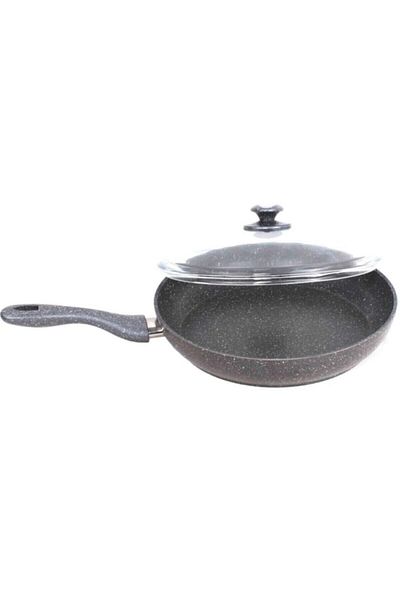 Viyalente Single Handle Granite Pan with Glass Lid 28cm