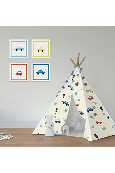 CİCİ ODAM Çocuk Bebek Odası Oyun Çadırı Renkli Arabalı Trafik Lambaları