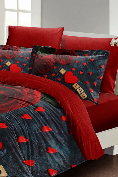 MonoHome King Size Duvet Cover Set - 100% Natural Cotton, Double, 3D Digital Roses Marble, 220X240Cm