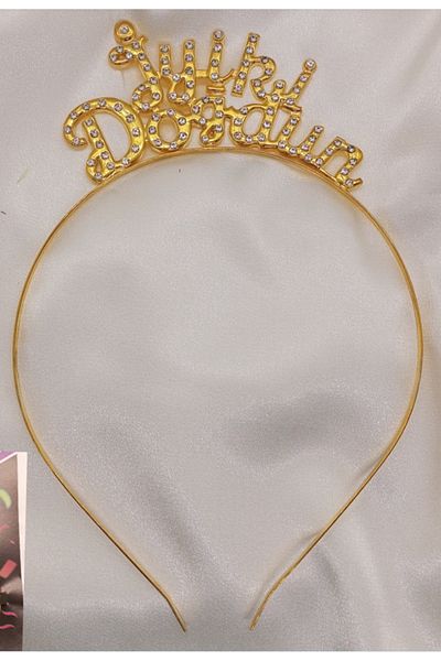 ELGALA Metal Stoned Good Birthday Written Crown Decoration Crown