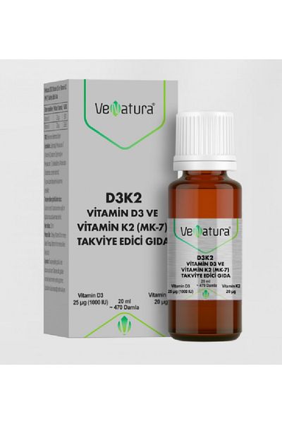 VeNatura Vitamin D3 K2 -menaquinon 7 20ml Capsule