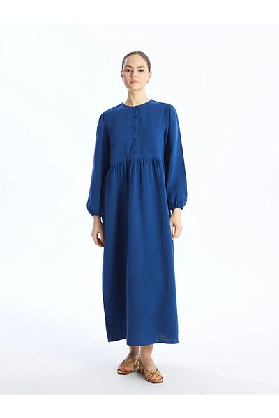 LC Waikiki Жіноча сукня з прямим вирізом з довгим рукавом LCW Modest Crew Neck прямого крою