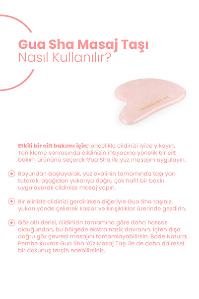 Bade Natural Pembe Kuvars Gua Sha %100 Doğal Ve Gerçek Yüz Masaj Taşı