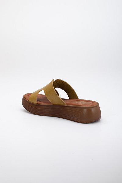 SANDALİ WOMEN'S Genuine Leather GREEN POLY FILLED SOLE SLIPPERS