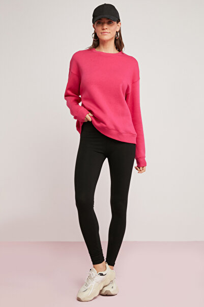 ETHIQUET Γυναικεία Alfreda - Φούτερ με φλις βαμβακερή στρογγυλή λαιμόκοψη ροζ