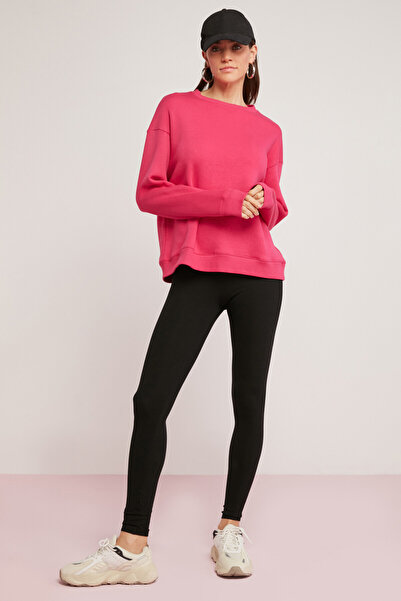 ETHIQUET Γυναικεία Alfreda - Φούτερ με φλις βαμβακερή στρογγυλή λαιμόκοψη ροζ