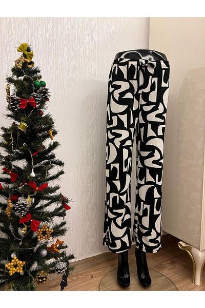 DENİZLİFE Relaxed Cut Patterned Lycra Wrap Pants